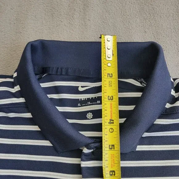NIKE Shirt Polo Mens XL Blue DriFit Golf Striped Gray White Performance Business - Picture 6 of 14